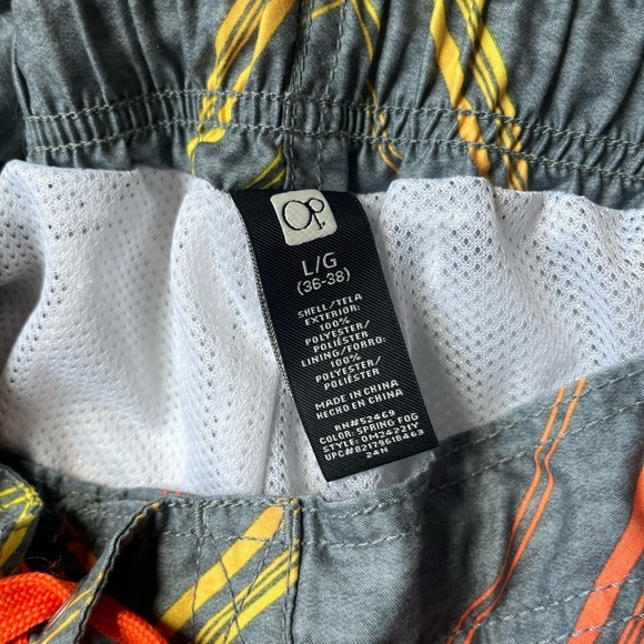 OP Grey Orange Striped Swim Trunks - Picture 6 of 6